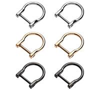 Nifocc Anelli a D in metallo con fibbia per zaino con vite rimovibile, per borse, zaini, nastri, portafogli, cinture, bagagli, 6 pezzi, colore argento chiaro, oro