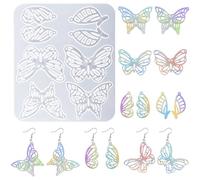 Nifocc Stampi in resina per orecchini, 4 paia di stampi in silicone per ciondoli a forma di farfalla, pendenti a forma di farfalla, in resina epossidica, per fai da te