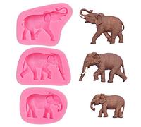 Nifocc - Stampo in silicone a forma di elefante, per fondente, cioccolato, caramelle, cupcake, decorazione fai da te per torte, 3 pezzi