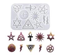 Nifocc Stampo in silicone per gioielli collana orecchino resina epossidica, forma pentagramma sole croce esagramma fulmini stampo silicone irlandese celtico trinità nodo di cristallo per fai da te