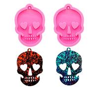 Nifocc Stampo in silicone per portachiavi a forma di teschio, con fori, per gioielli fai da te, artigianato, 2 pezzi