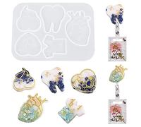Nifocc Stampo per badge medico in silicone per badge in resina epossidica per tag portachiavi in silicone a forma di cuore t-shirt stetoscopio gioielli in resina versata, stampi per il fai da te