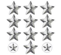 Nifocc Toppe ricamate a forma di stelle, con paillettes argentate, da applicare con ferro da stiro, da applicare con ferro da stiro, per vestiti, jeans, giacche, cappelli, borse, zaini, scarpe,
