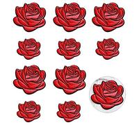 Nifocc Toppe ricamate con rose grandi e piccole, termoadesive, per vestiti, jeans, giacche, cappelli, borse, zaini, scarpe, decorazioni, colore rosso, 10 pezzi, 2 misure
