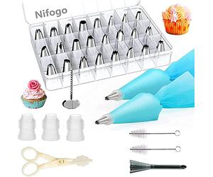 Nifogo Beccucci sac a Poche 34 PCS, Kit Pasticceria, Sacapoche, Kit per Torte, Bocchette Decorative, Decorazione Torta Set
