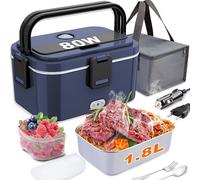 Nifogo Scaldavivande Elettrico Portatile 80W Camion/Auto Lunch Box Elettrico 12/24/230V Elettrico Portavivande 1.8l Contenitore Porta Pranzo Elettrico Per Ufficio Viaggiare Grigio Borse Isolanti(Blu)