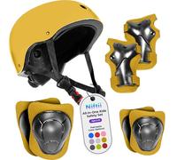 Niftii Casco per bambini con imbottiture, regolabile, multi-sport, completo di sicurezza per ciclismo, skateboard e scooter, ideale per ragazzi e ragazze dai 3 ai 15 anni, colore: giallo