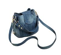 NIGEDU Borsa da donna casual in denim borsa a tracolla grande capacità borsa in tela vintage blu scuro Medium, Blu scuro, Medium