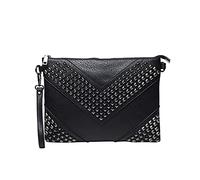 NIGEDU Oversize Pochette Borsa Delle Donne Cuoio DELL'UNITÀ di elaborazione Borse A Tracolla Borse Da Polso Borse Rivetto Busta Pochette, nero, Large