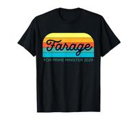 Nigel Farage per Il Primo ministro 2029 Retro Striped Sunset UK Maglietta