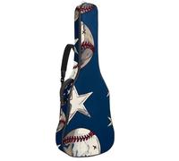 Night Baseball and Stars 41 - Custodia per chitarra acustica da 106,7 cm, con tracolla regolabile, con gancio posteriore, adatta per chitarre elettriche, bassi, chitarre classiche e ukulele, Baseball