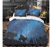 Night Cats Strolling Set Di Copripiumino 3 Pezzi microfibra morbida stampa 3D con cerniera Starry Sky Silhouette Set Di Copripiumino cerniera ariosa traspirante for ragazzi Double（200x200cm）