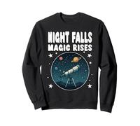 NIGHT FALLS MAGIC RISES telescopio osservazione delle stelle appassionato di stelle Felpa