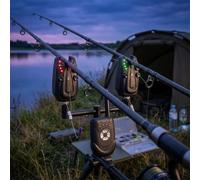 Night Fishing Bite Alarm Set for Reservoir Coast(1+3 alarm) | 2 transmitters, LED per flash 20s, sound alarm, low per battery , reservoir fishing