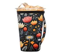 Night Floral - Manicotto riutilizzabile per caffè ghiacciato con manico, portabicchieri isolato in neoprene per bevande fredde, tazza da caffè accogliente, adatta a tazze, bicchieri, tazze da 510-907