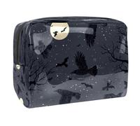 Night Flying Ravens - Trousse da donna, per articoli da toeletta da viaggio, grande, in PVC, con cerniera, Multi, 18.5x7.5x13cm/7.3x3x5.1in, Beauty case