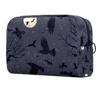 Night Flying Ravens - Trousse per cosmetici da donna, per articoli da toeletta da viaggio, grande, pratica borsa organizer con cerniera, Multi, 18.5x7.5x13cm/7.3x3x5.1in, Beauty case
