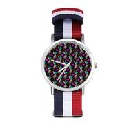 Night Fun Bowling orologio sportivo per uomo donna cinturino in nylon orologio da polso analogico al quarzo, Stile:, regular, Cinturino