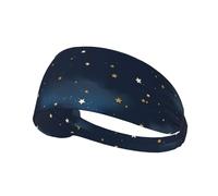 Night Golden Stars And Clouds Blue Galaxy Elastic Exercise Headband For Women&Men,Wide Headbands For Women Athletic Sweatbands - Fashion Elastic Sports Hair Band For Yoga Fitness