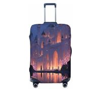 Night in The Castle - Copertura protettiva per valigia, antigraffio, adatta per bagagli da 45,7 a 81,7 cm, Nero , M