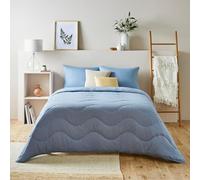 Night Lark Set copripiumino e federa trapuntata, collezione Tufted Dots, copripiumino king size da 4,5 tog con fibra Advanced Smartfil, lavabile in lavatrice, ipoallergenico, colore blu scuro, misura