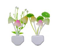 Night Light Set of 4 LED Night Lights with Sensor Plug-in for Adults Kids Color Changing Cute Mushroom Night Light Flower for Bedroom Bathroom Stairca
