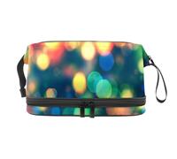 Night Lights Bokeh - Trousse per cosmetici a doppio strato, per donne e ragazze, trousse da viaggio per trucchi, pratica borsa organizer con scomparto per pennelli, Multi, 27x15x14 cm/10.6x5.9x5.5 in,