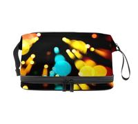 Night Lights Bokeh - Trousse per cosmetici a doppio strato, per donne e ragazze, trousse da viaggio per trucchi, pratica borsa organizer con scomparto per pennelli, Multi, 27x15x14 cm/10.6x5.9x5.5 in,