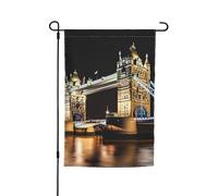 Night London Tower Bridge Bandiere per esterni, 30,5 x 45,7 cm, stampa su entrambi i lati, bandiera da giardino per esterni, bandiera per vacanze, con occhielli, bandiera per casa, cortile, per