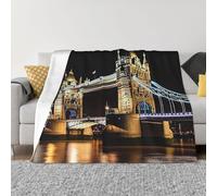 Night London Tower Bridge Coperta e copriletto, ultra morbida, in micropile, leggera, per aria condizionata, per tutte le stagioni, calda, per divano e divano, 203,2 x 152,4 cm