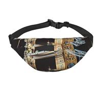 Night London Tower Bridge Marsupio per uomo e donna Marsupio alla moda ovunque borsa a tracolla portafoglio marsupio con cinturino regolabile impermeabile per viaggi, escursionismo, sport, nero, Nero