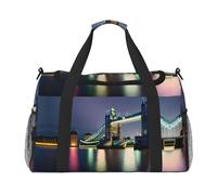 Night London Tower Bridge Print Everyday Use Travel Duffle Bag Borsa da viaggio di grande capacità Borsa elegante funzionale, nero, Taglia unica
