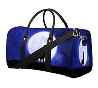 Night Moon - Borsone da viaggio con lupo, per donne, uomini, bambini, ragazze, ragazzi, 22,7 l, per fine settimana, pernottamento, borsa a tracolla per sport, palestra, viaggi, Colore, 22.7 L,