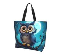 Night Owl Tote Bag Borsa a tracolla da donna Simpatica borsa per la spesa impermeabile grande borsa con tasca interna per lavoro, viaggi, scuola