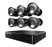 Night Owl Videocamera di sicurezza domestica DVR a 12 canali con (6) telecamere di deterrenza HD 1080p cablate per interno/esterno e disco rigido da 1 TB (aggiungere fino a 4 telecamere Wi-Fi)
