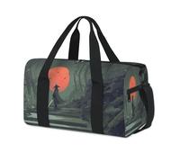 Night Red Moon Giappone Samurai Sport Duffel Borse per Bambini Ragazze Ragazzi Donne Uomini Giappone Pernottamento Weekender Borsa da viaggio Tote Carry Gym Casual Duffel Bags