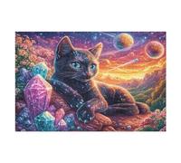 Night Rose Black Cat Rompicapo 1000 Pezzi Per Regalo Di Anniversario Cartone Rigido Per Coppie Animal Pet Wildlife Incastro Perfetto Per Serate in Casa Edizione Esclusiva Da Passatempo 1000 PCS