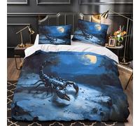 Night Scorpion Set Di Copripiumino 3 Pezzi stampa 3D microfibra ultra morbido con cerniera Fantasia Moonlit Set Di Copripiumino con federa per cuscini soffice for coppie Super king（260x220cm）