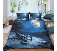 Night ScorpionSet Di Copripiumino morbida Set di 3 Pezzi stampa di 3D con cerniera Fantasy Moonlit copripiumino incluso federe aiosa for bambini adulti ragazzi Super king（260x220cm）