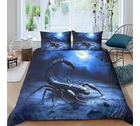 Night scorpionSet Di Copripiumino ultra microfibra 3 pezzi motivo 3D cerniera nascosta Fantasy creature art copripiumino incluso federe aiosa ultra morbido for coppie Super king（260x220cm）