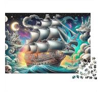 Night Sea Voyage Set Puzzle in Cartone Robusto Da 1000 Pezzi Per Adulti, Spooky Ghost Ship, Puzzle Più Votato, Gioco Di Società Divertente E Stimolante 38x26cm/1000pcs