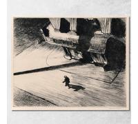 Night Shadow Ombre Notturne Edward Hopper, eho30 Quadro Stampato su Tela Fine Art, Intelaiato Pronto da Appendere, assemblato a Mano, 40x32 cm