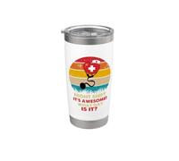 Night Shift Its Awesome! What Day Is It Funny Nursing Nurse Bicchiere termico in acciaio inox doppia parete