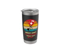 Night Shift Its Awesome! What Day Is It Funny Nursing Nurse Bicchiere termico in acciaio inox doppia parete