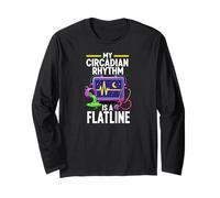 Night Shift Nurse Circadian Rhythm Flatline Humor Maglia a Manica