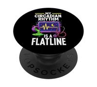 Night Shift Nurse Circadian Rhythm Flatline Humor PopSockets PopGrip Adesivo