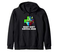 Night Shift Survival Mode Nurse Medical Coffee Felpa con Cappuccio