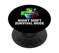 Night Shift Survival Mode Nurse Medical Coffee PopSockets PopGrip Adesivo