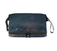 Night Sky Stars - Trousse per cosmetici a doppio strato, per donne e ragazze, trousse da viaggio per trucchi, pratica borsa organizer con scomparto per pennelli, Multi, 27x15x14 cm/10.6x5.9x5.5 in,