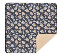Night Sky Teddy Bear Sleepy Soft Foam Tappetino da gioco per bambini per pavimento, accogliente, traspirante, tappetino per intrattenimento per neonati, neonati e bambini, 127 x 127 cm